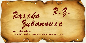 Rastko Zubanović vizit kartica